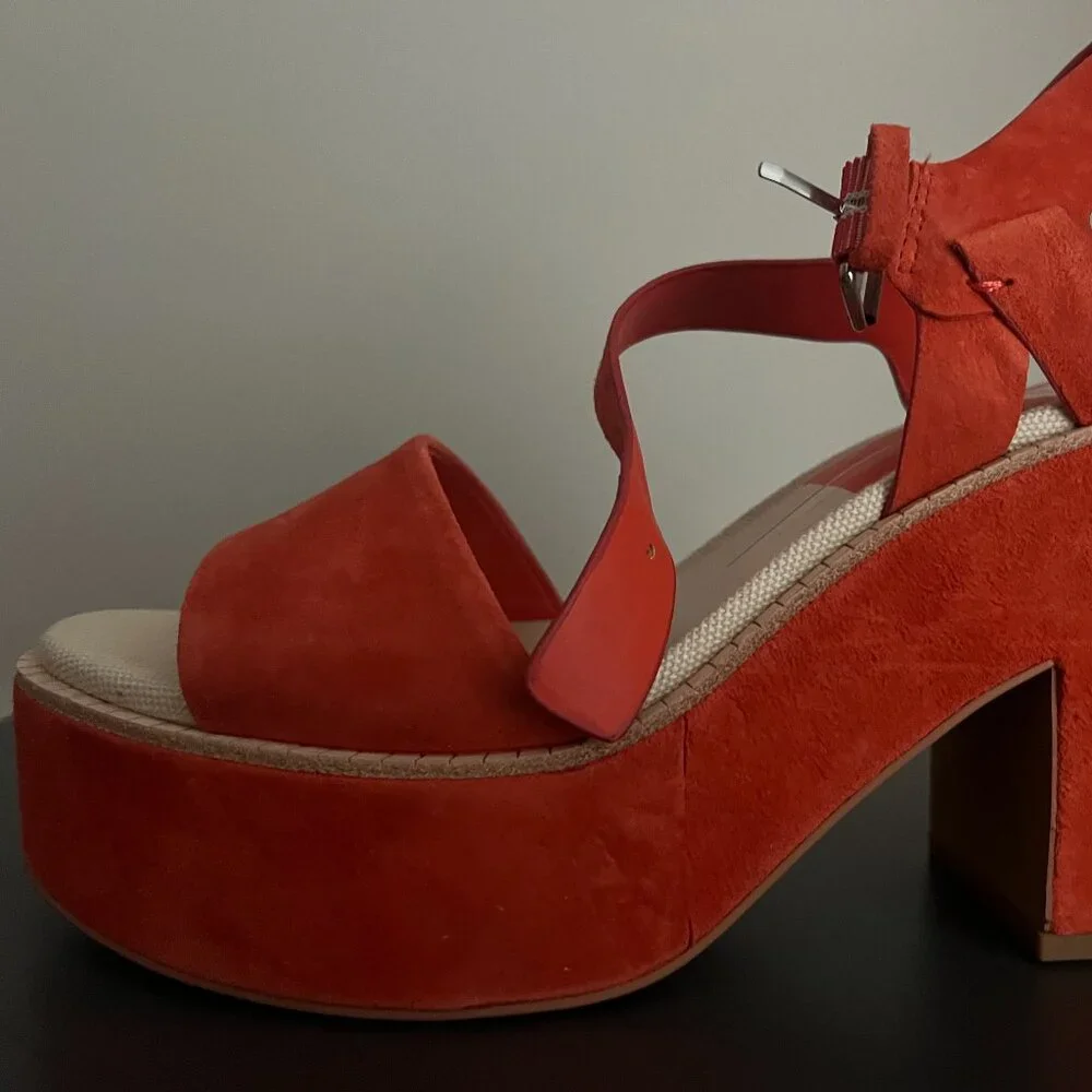 Dolce Vita Elly Platform Sandal - Persimmon Suede - size 9.5 - Picture 2 of 5
